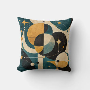 Coussin Tapisserie sarcelle milieu de siècle atome orbite