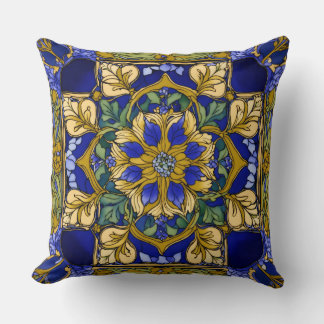Coussin Tapisserie Tanzanite : Art Nouveau Floral Impressi
