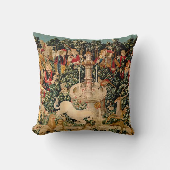 Coussin Tapisseries de licorne médiévale Impression : Met  (Recto)