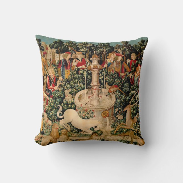 Coussin Tapisseries de licorne médiévale Impression : Met  (Recto)