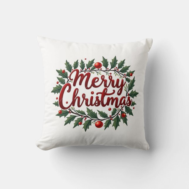 Coussin Tapisserin de Noël Couronne de Noël  (Recto)