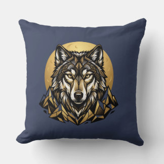 Coussin Tapisserjette de tête de loup géométrique de monta