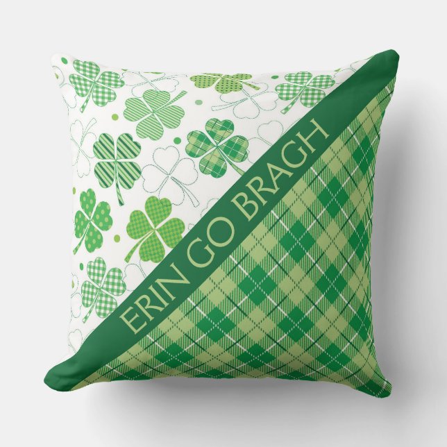 Coussin Tarta vert et Shamrocks (Recto)