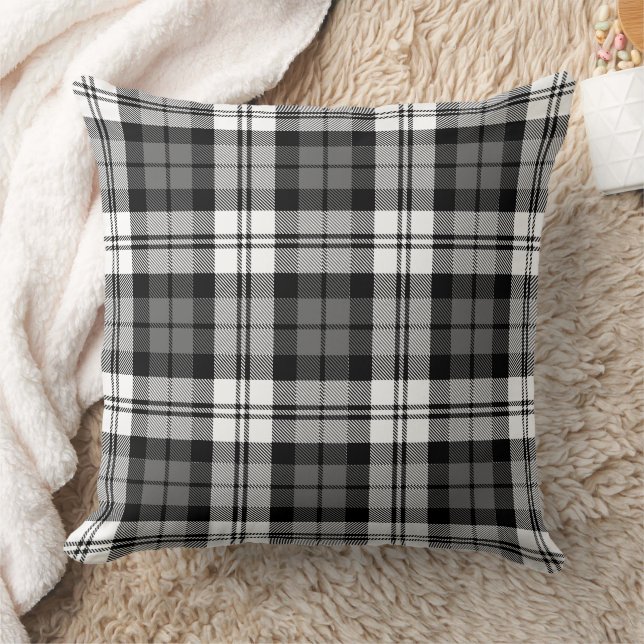 Coussin Tartan à carreaux classique noir gris blanc (Couverture)