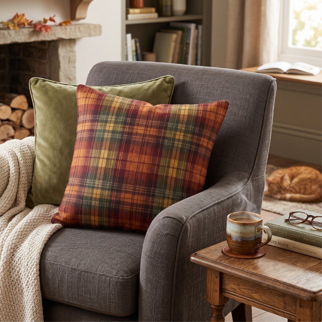 Coussin Tartan à carreaux d'automne - Récolte rustique d'a (Créateur téléchargé)