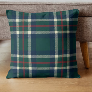 Coussin Tartan à carreaux élégant Vert Prépa Noël