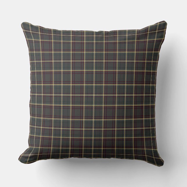Coussin Tartan à carreaux gris et vert (Recto)