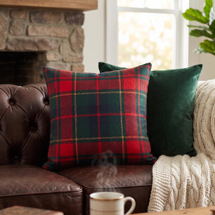 Coussin Tartan à carreaux rouge et vert classique