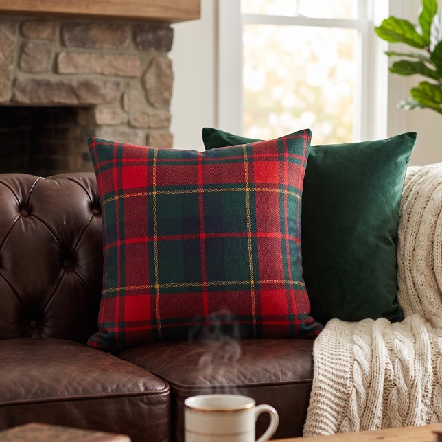 Coussin Tartan à carreaux rouge et vert classique (Créateur téléchargé)