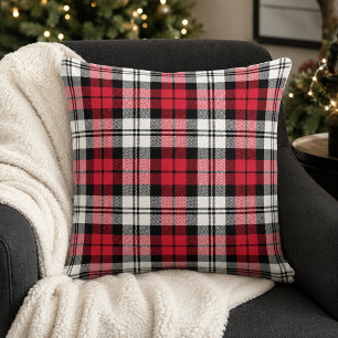 Coussin Tartan à carreaux rouge noir et blanc Noël gras