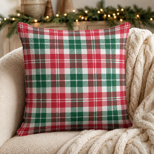 Coussin Tartan à carreaux rouge vert blanc Noël Festif
