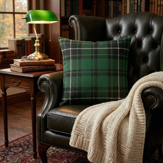 Coussin Tartan à carreaux vert et noir classique (Créateur téléchargé)