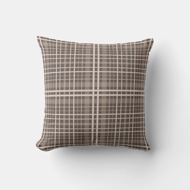 Coussin Tartan à damiers plaid beige beige patte (Recto)