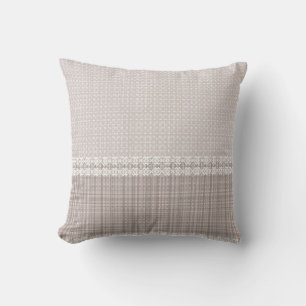 Coussin Tartan beige et marron.
