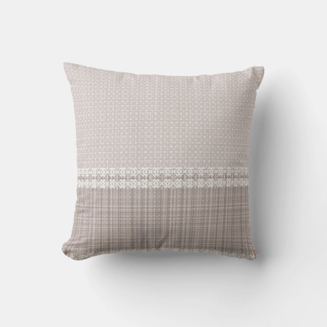 Coussin Tartan beige et marron. (Recto)