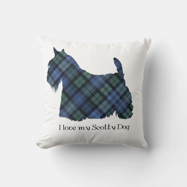 Coussin Tartan Black Watch Terrier Écossais (Recto)