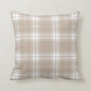 Coussin Tartan blanc beige Plaid Motif Russe