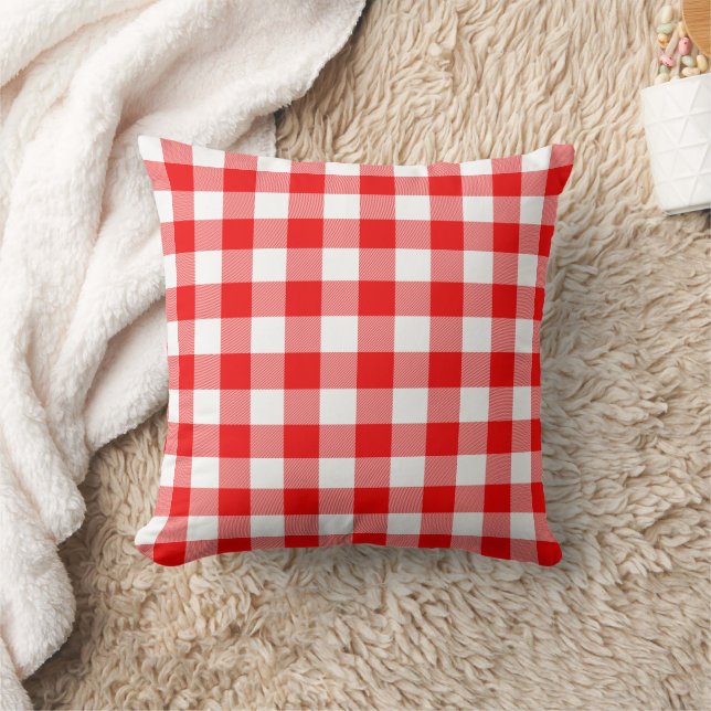 Coussin Tartan blanc blanc rouge vintage de Buffalo (Couverture)