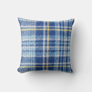 Coussin Tartan bleu et jaune ou arrière - plan plaid pour