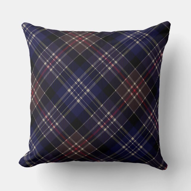 Coussin Tartan bleu foncé écossais (Recto)