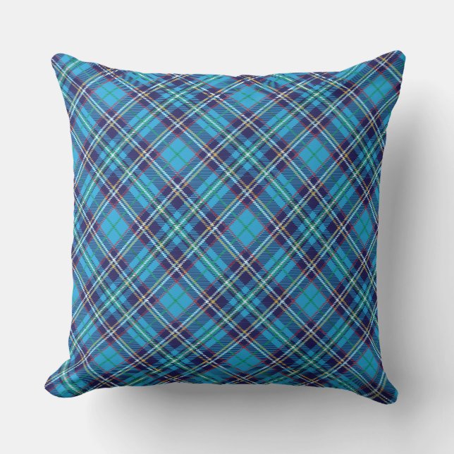 Coussin Tartan bleu plaid (Recto)