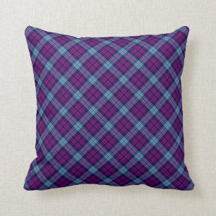 Coussin Tartan bleu violet écossais