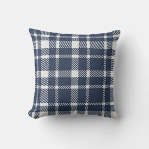 Coussin Tartan classique Motif-marine et blanc