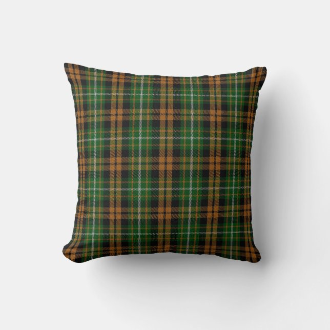 Coussin Tartan de chasse orange Ramsay Ramsey du clan (Recto)