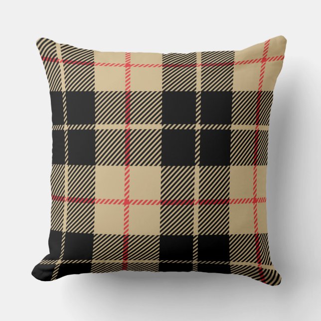 Coussin  Tartan écossais À damiers Motif plaid en noir  (Recto)