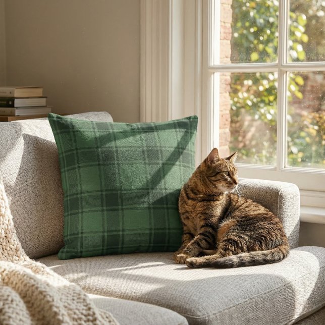 Coussin Tartan Écossais : Carreaux Classiques Vert Chasseu (Créateur téléchargé)