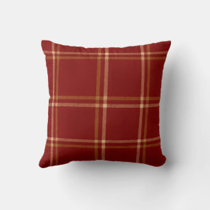 Coussin Tartan écossais rouge, Brown et crème