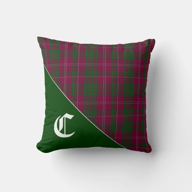 Coussin Tartan élégant Clan Crawford Plaid Monogramme (Recto)
