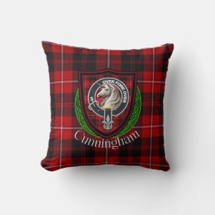Coussin Tartan et blason du clan écossais Cunningham