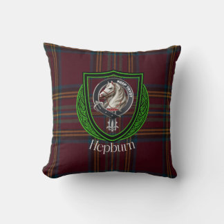 Coussin Tartan et blason du clan écossais Hepburn