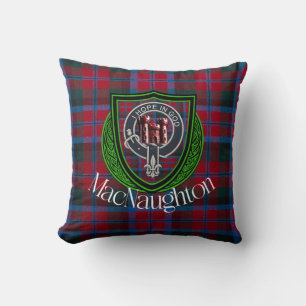 Coussin Tartan et blason du clan écossais MacNaughton