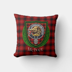 Coussin Tartan et blason du clan écossais McIver