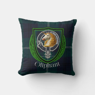 Coussin Tartan et blason du clan écossais Oliphant