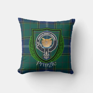 Coussin Tartan et blason du clan écossais Pringle