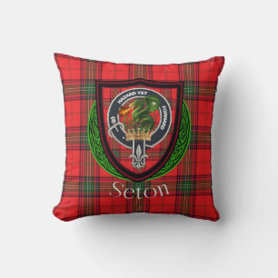 Coussin Tartan et blason du clan écossais Seton