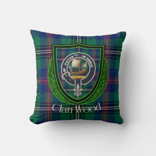 Coussin Tartan et blason du clan écossais Wood