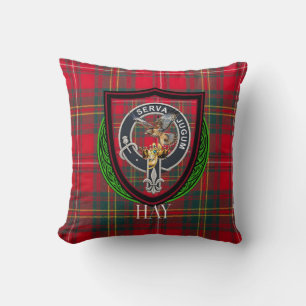 Coussin Tartan et blason du clan Hay écossais