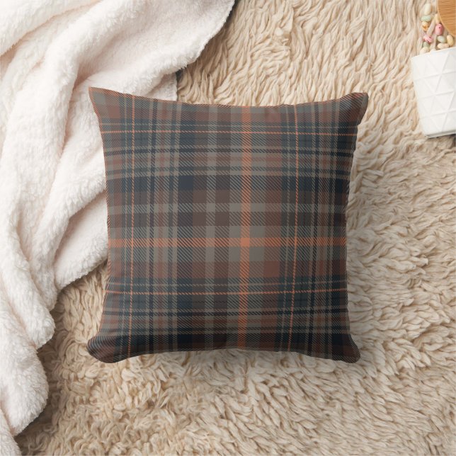 Coussin Tartan Plaid Bois Terre Sombre   (Couverture)
