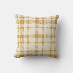 Coussin Tartan Plaid Classique Motif-Jaune & Crème