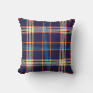 Coussin Tartan plaid, texture marine colorée.