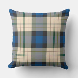 Coussin Tartan plaids motif - beige bleu traditionnel