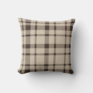 Coussin Tartan plat classique Motif-Brown foncé & Taupe