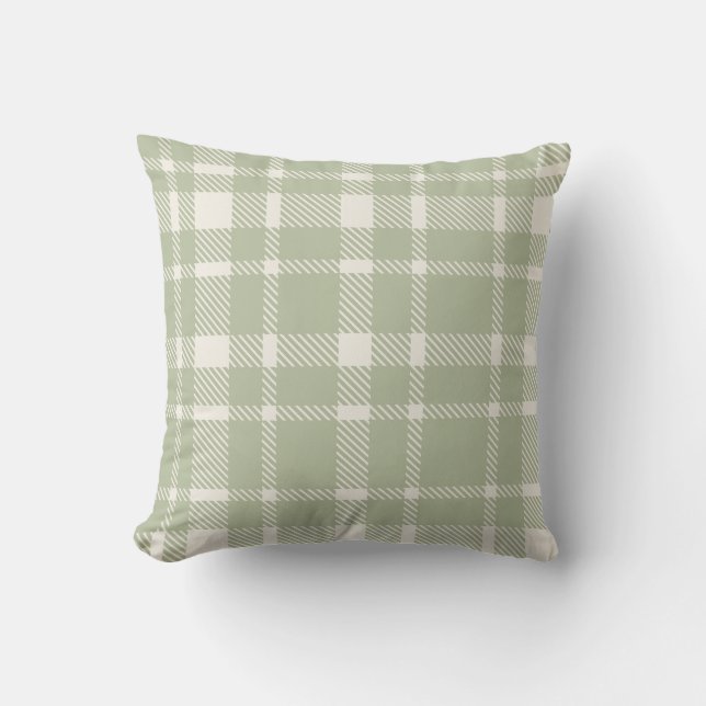 Coussin Tartan plat classique Motif-doux vert & ivoire (Recto)