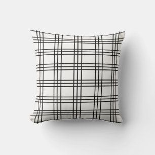 Coussin Tartan plat noir et blanc classique