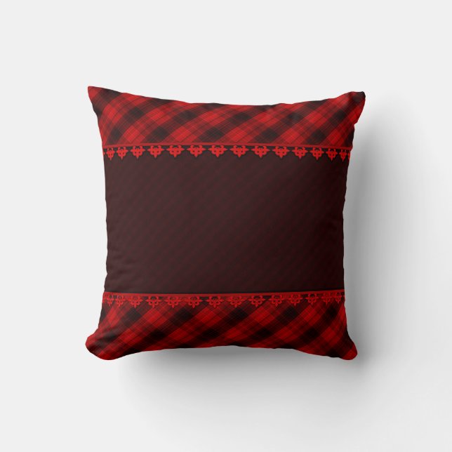 Coussin tartan rouge brun Abstrait sans soudure à damiers  (Recto)