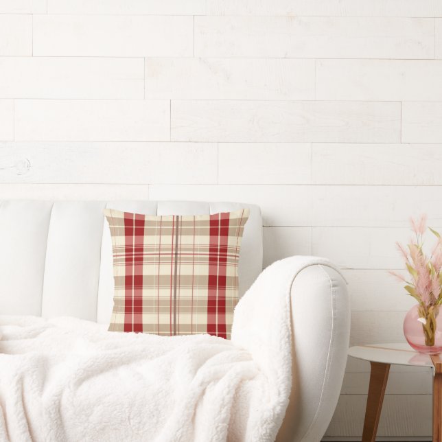 Coussin Tartan rouge et beige Tan Motif (Canapé)